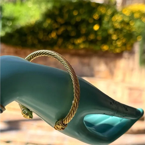 Authentic David Yurman Gold-Tone Cable Bracelet/Open Cuff - Picture 9 of 15